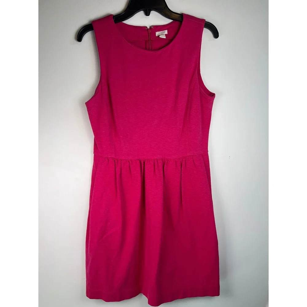 J Crew High Neck Sleeveless Pink‎ Fit n Flare Dress Women's Size M Classy Barbie